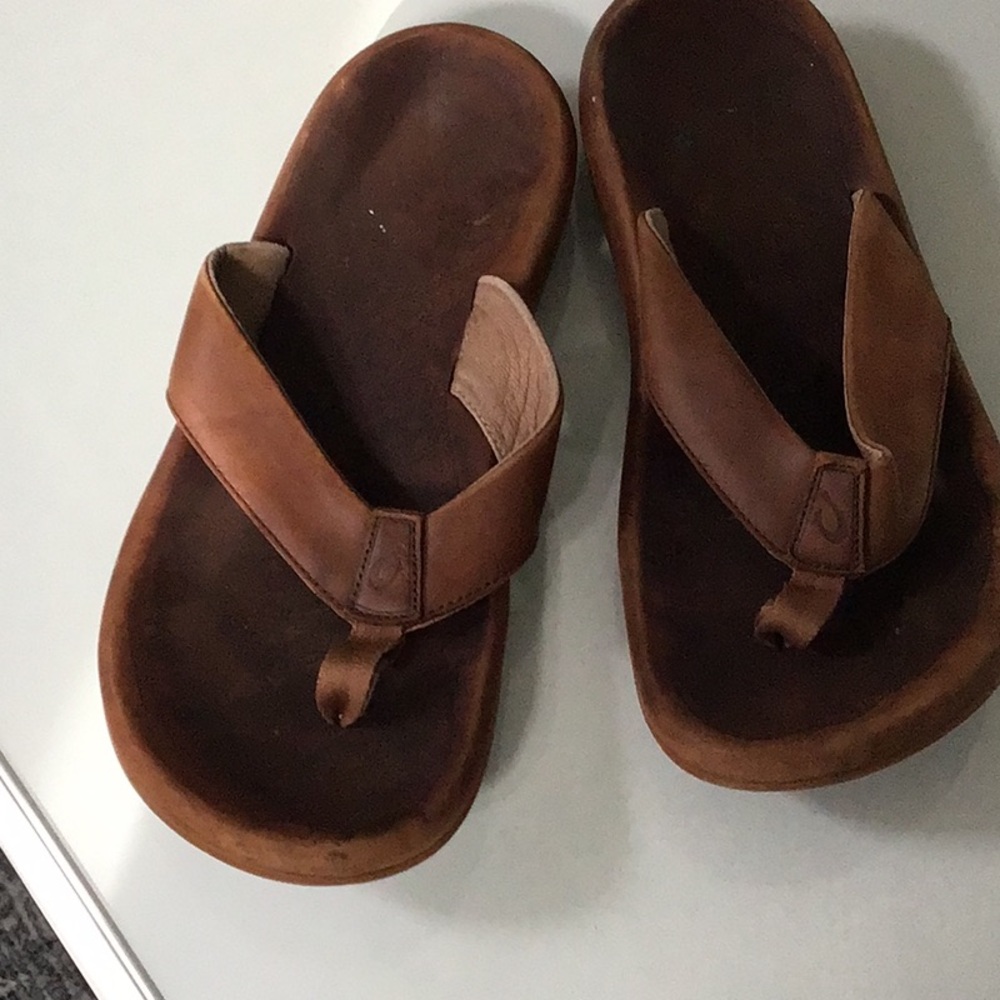 olukai Brown Leather Sandals